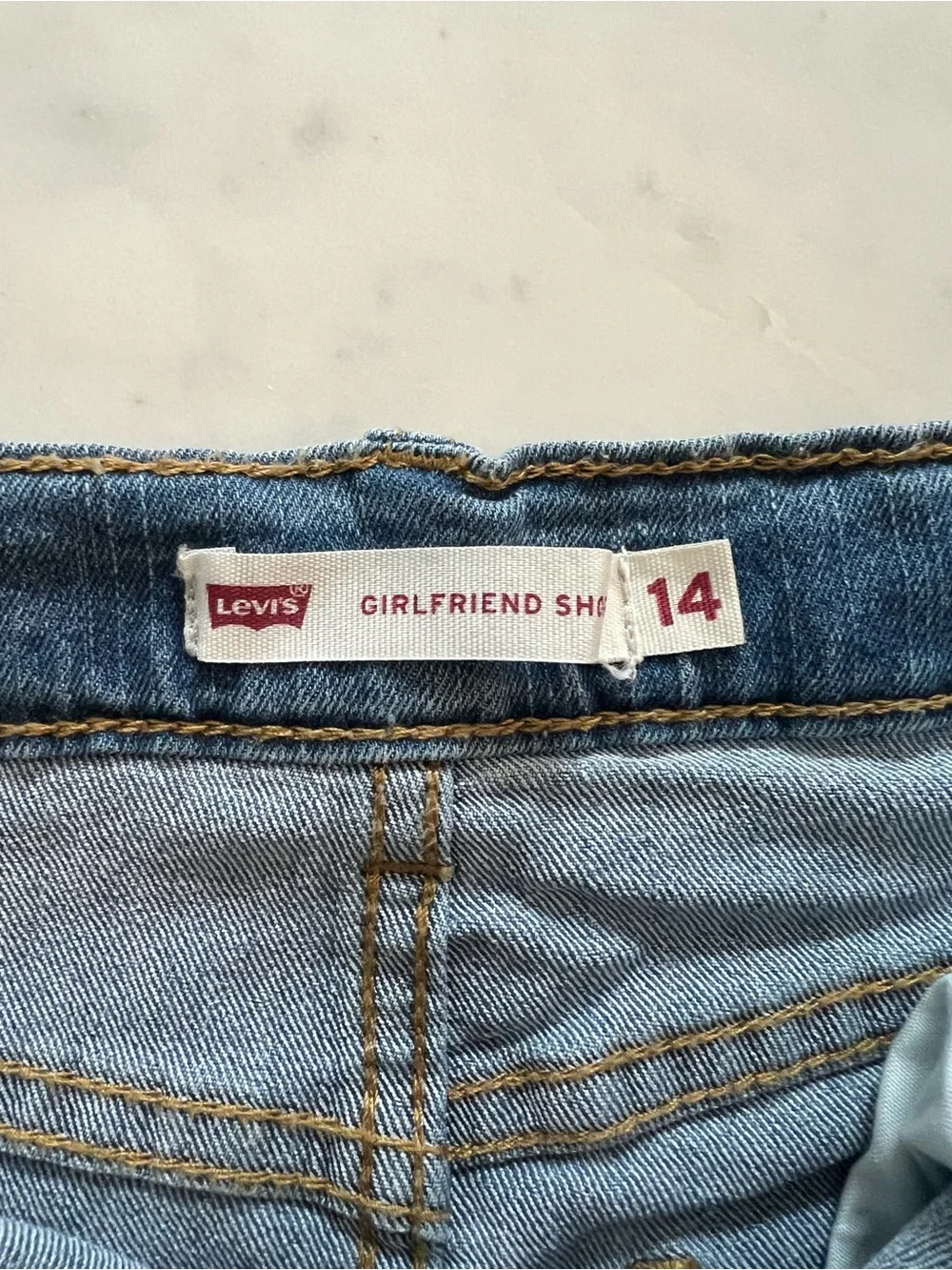 Levi's Blue Denim Shorts with White Lace Trim
